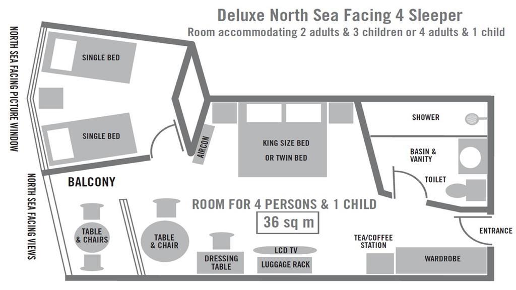 Deluxe Vierbettzimmer - nördliche Meerseite
