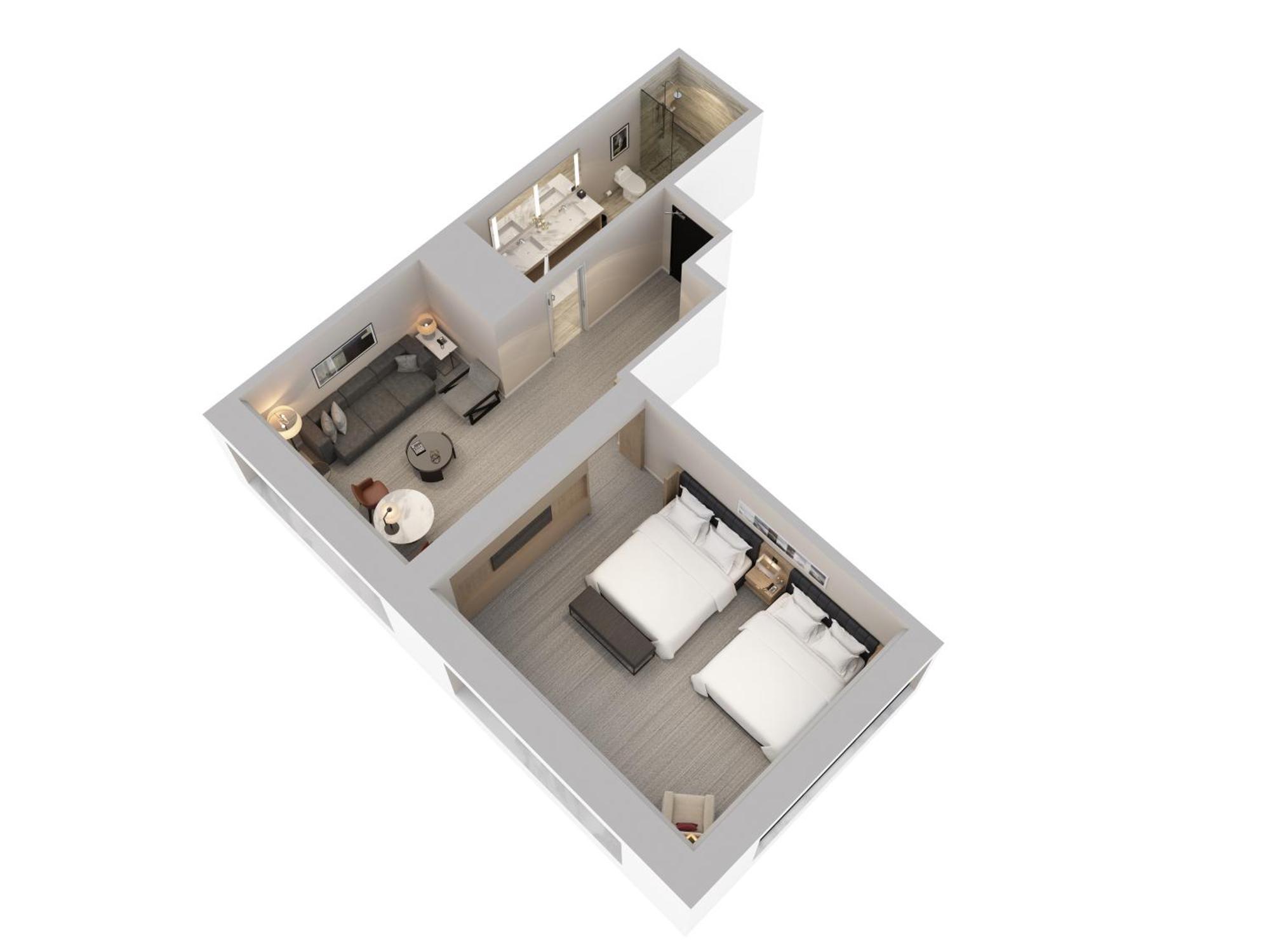 Quarto Duplo com 2 Camas de Casal