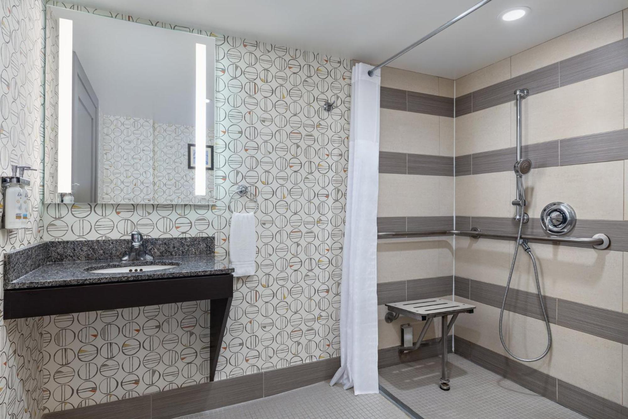 Standard Queen Room Mobility Accessible Roll Shower