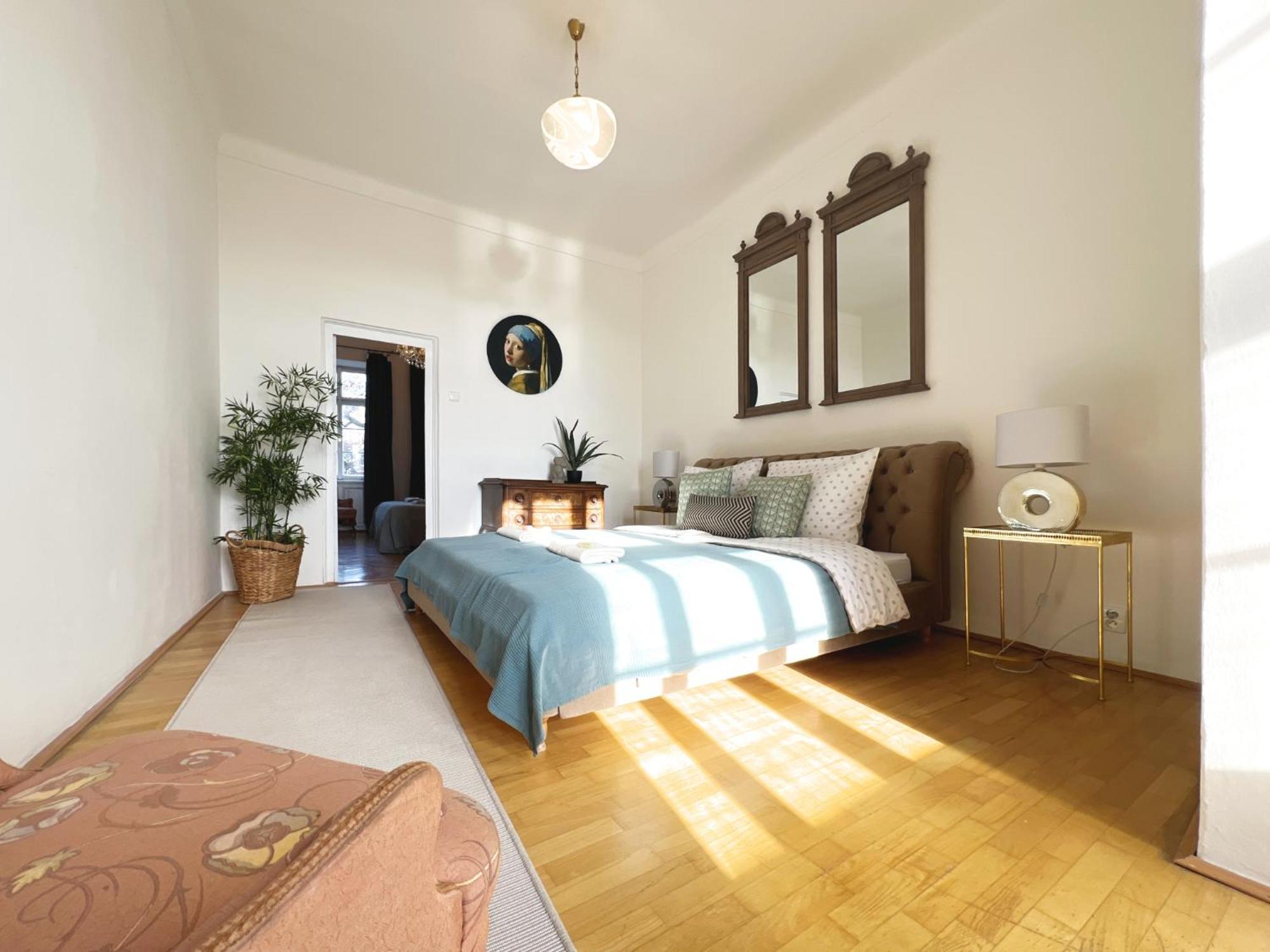Three-Bedroom Apartment Terrace View of Charles Bridge