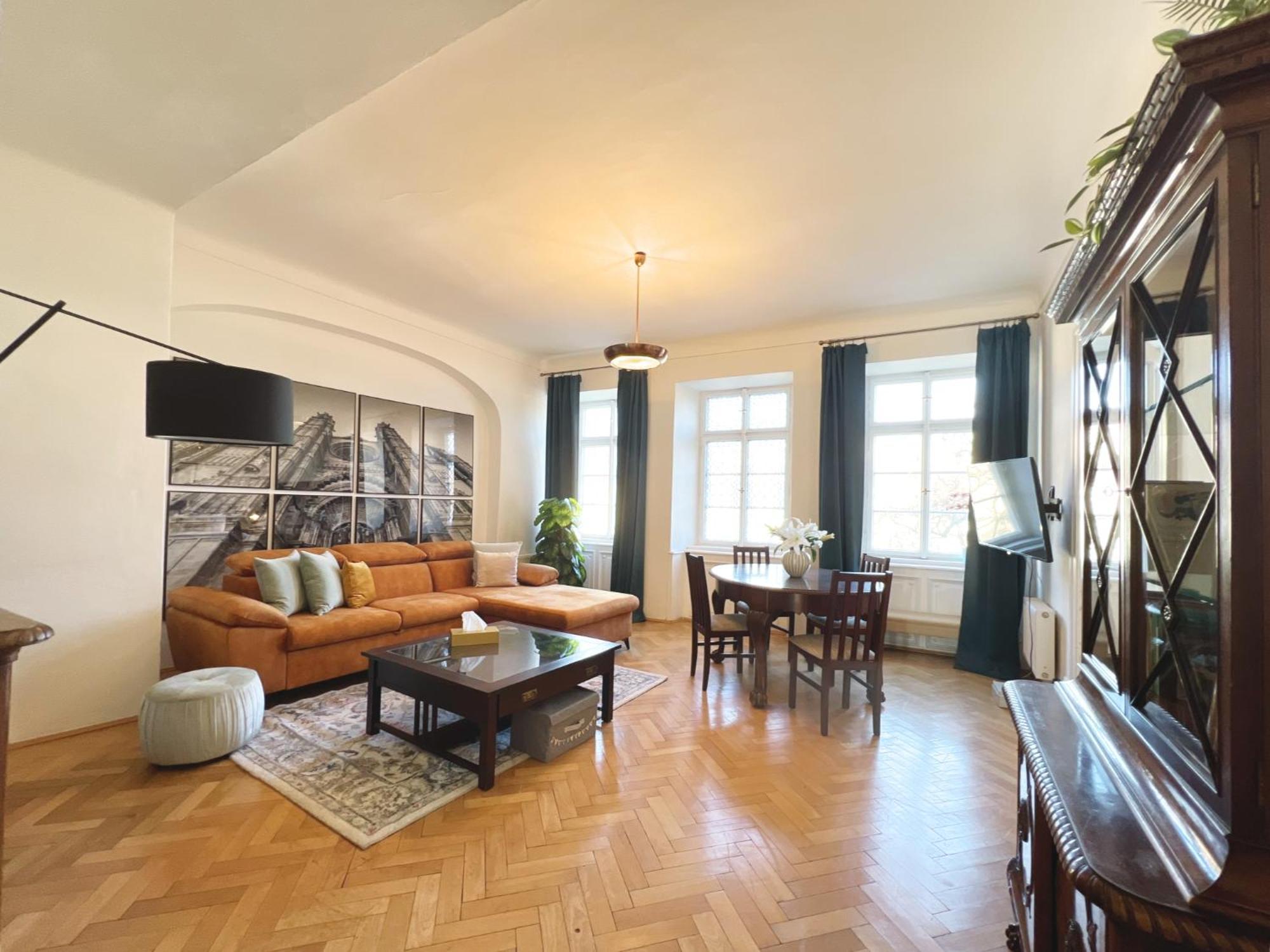 Three-Bedroom Apartment Terrace View of Charles Bridge