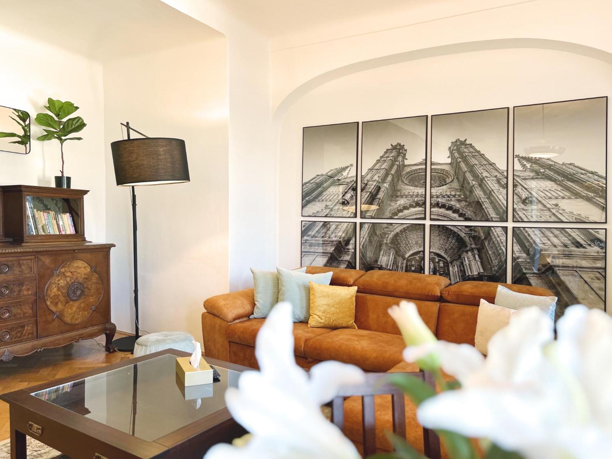 Three-Bedroom Apartment Terrace View of Charles Bridge