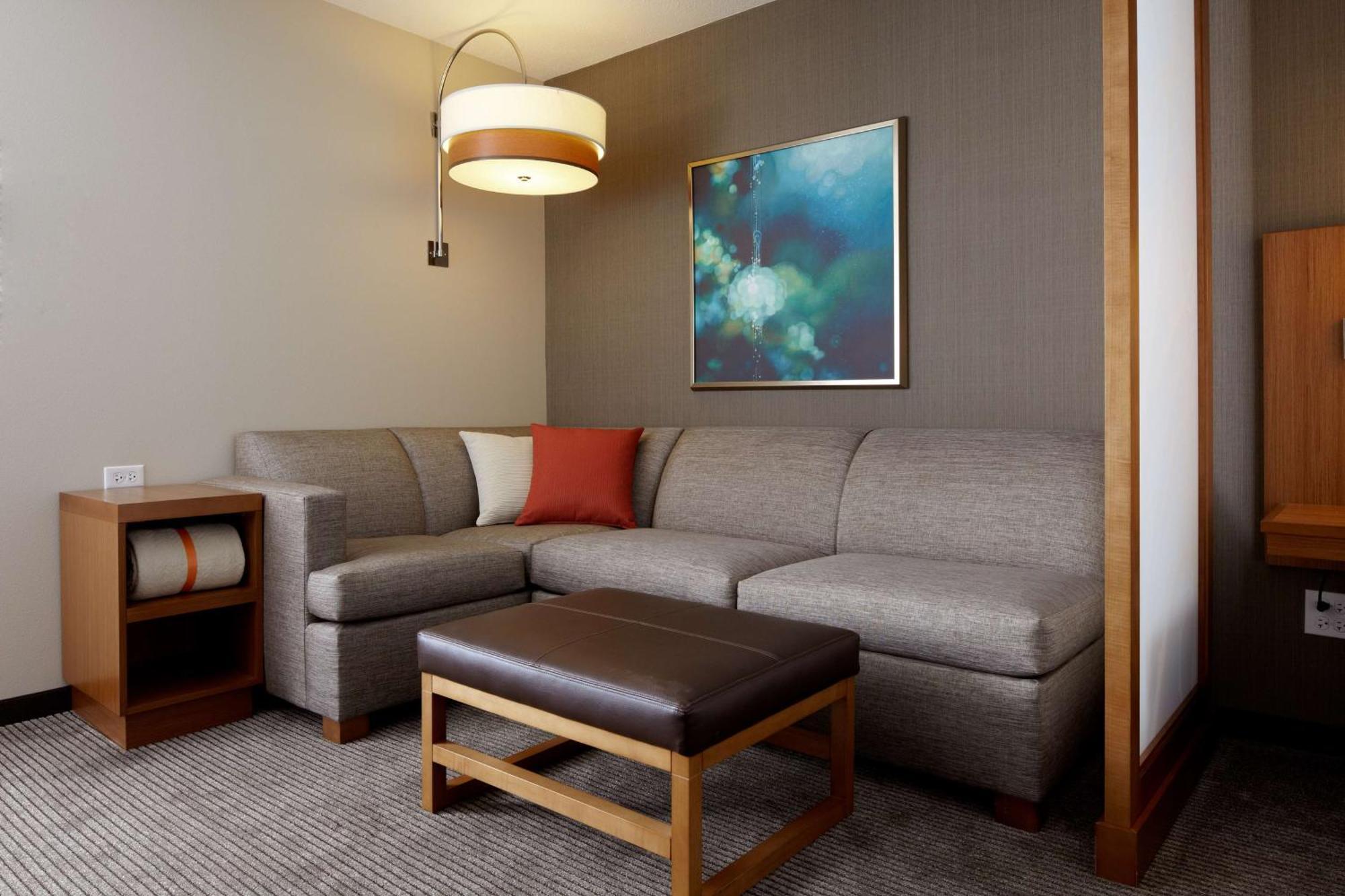 Habitación con cama extragrande y sofá cama